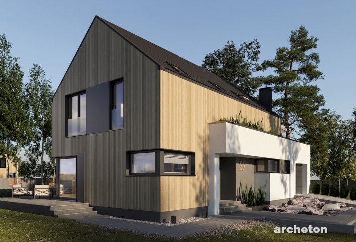 Антарес – проект дома барнхаус из газобетона с гаражом 170 кв