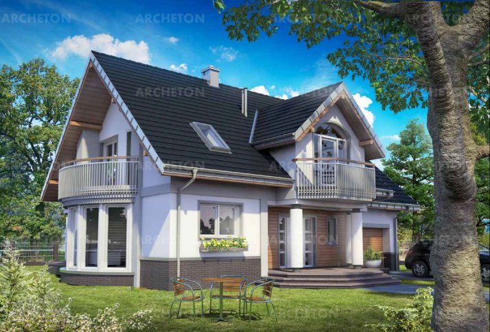 Гелиодор Ас Г1 – проект дома 15 х 10 с террасой и 3 балконами