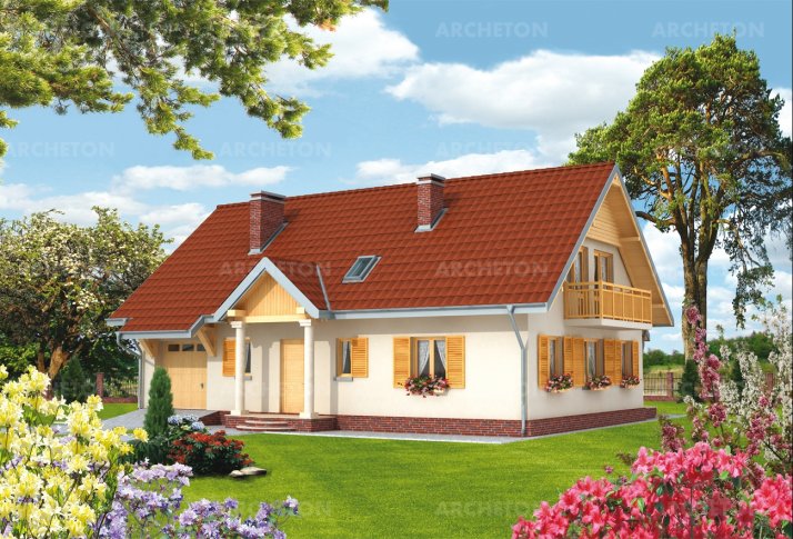 Явор – проект кирпичного дома с мансардной двухскатной крышей