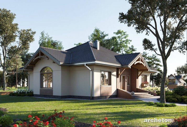 Сонатина – проект дома с мансардной ломаной крышей и гаражом