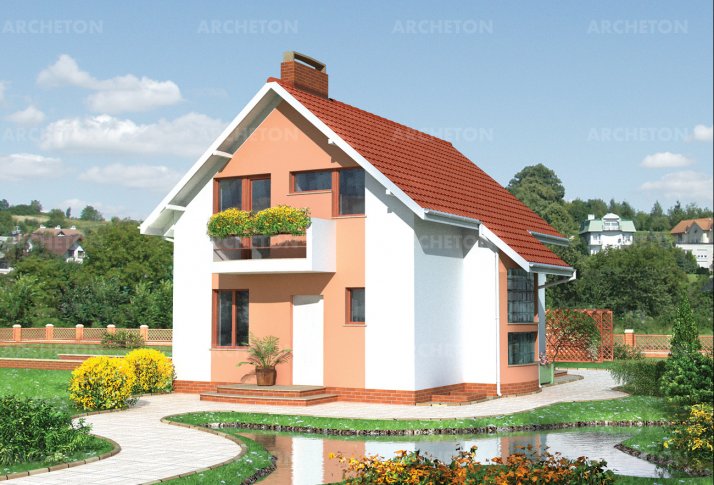 Маргаритка – проект дома с мансардной крышей до 150