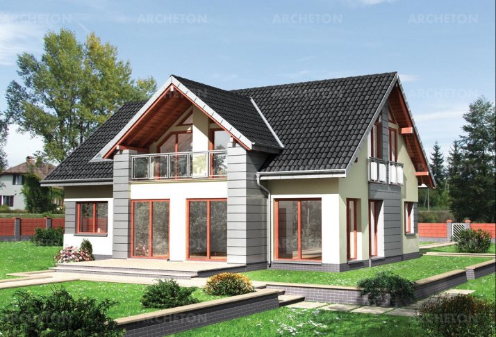 Вильмар – проект дома с мансардой и окнами в пол до 250 кв
